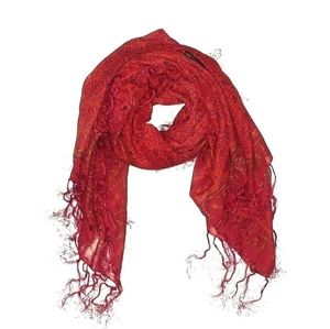 Ralph Lauren Fringed Scarf Red Gold